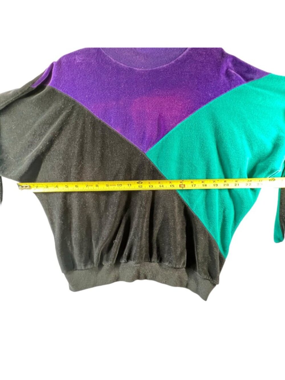 Vtg Y2K Velour Colorblock Top Track Suit Lg Purple Green Sweatshirt USA - Picture 5 of 7